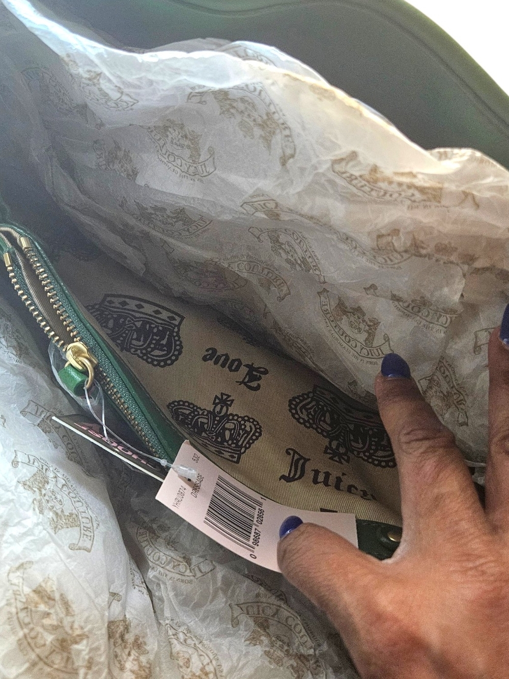 🎆MEMORIAL DAY SALE🎆 NWT Juicy Couture Purple & Green Suede Tote Bag - Picture 8 of 9